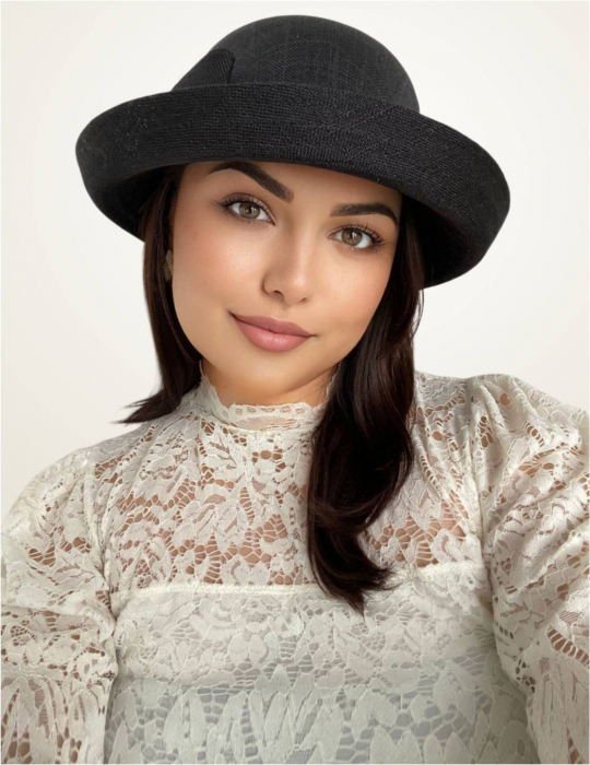 Palarie dama cu boruri rotunde MICHELLE neagra, reglabila [2]