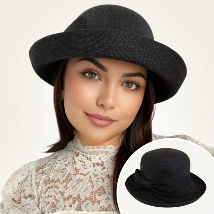 Palarie dama cu boruri rotunde MICHELLE neagra, reglabila [3]