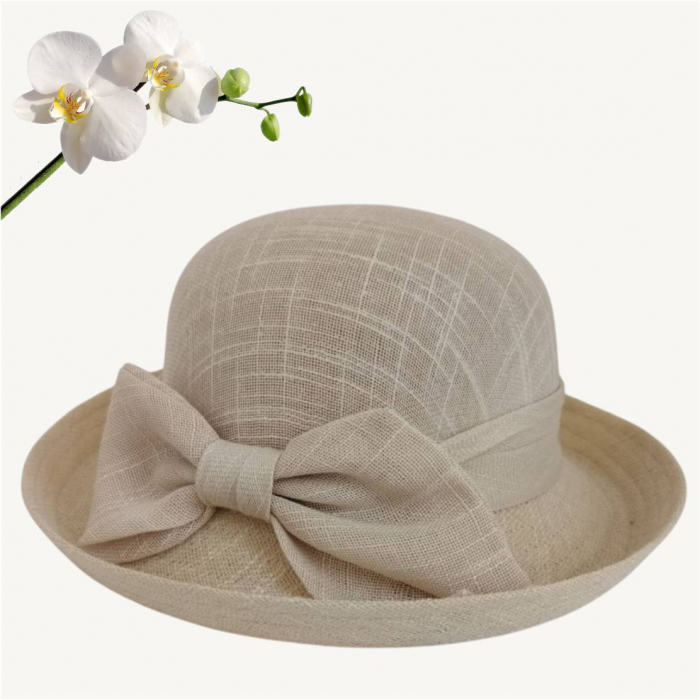 Palarie dama cu boruri rotunde MICHELLE crem, reglabila [4]