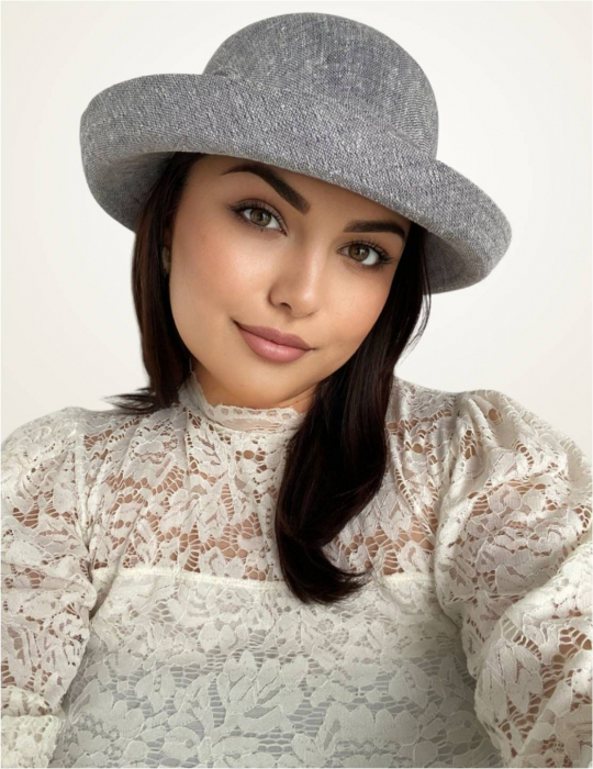 Palarie dama cu boruri rotunde MICHELLE gri, reglabila [2]