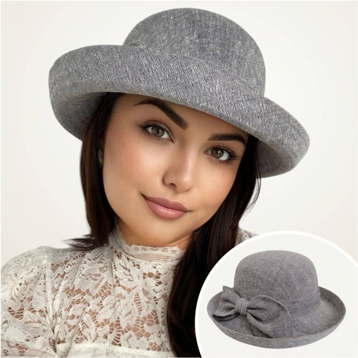 Palarie dama cu boruri rotunde MICHELLE gri, reglabila [3]