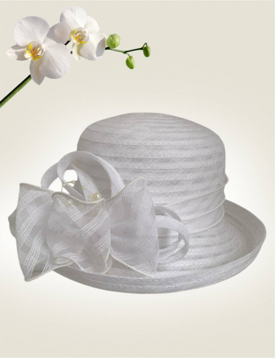 Palarie dama boruri cu boruri rulate CARLA-palarie alb, reglabila [4]