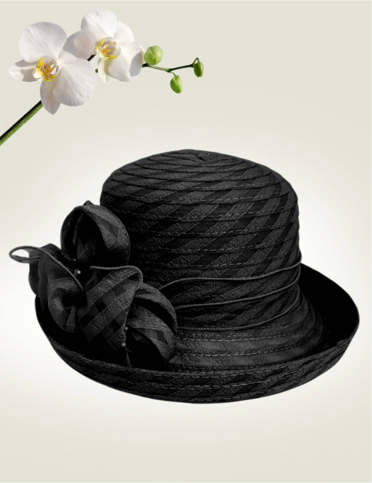 Palarie dama boruri cu boruri rulate CARLA-palarie negru, reglabila [4]