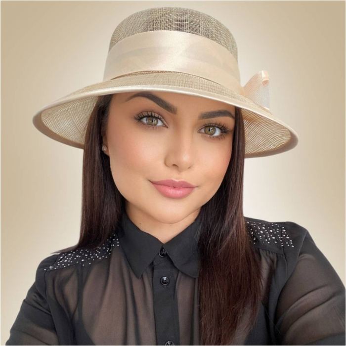 Palarie dama boruri mari AURORA-palarie crem, reglabila [3]
