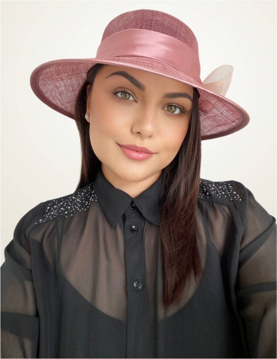 Palarie dama boruri mari AURORA-palarie roz, reglabila [2]