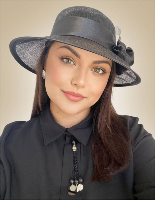 Palarie dama boruri medii LADY ROSE-palarie neagra, reglabila [2]