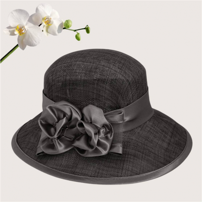 Palarie dama boruri medii LADY ROSE-palarie neagra, reglabila [4]