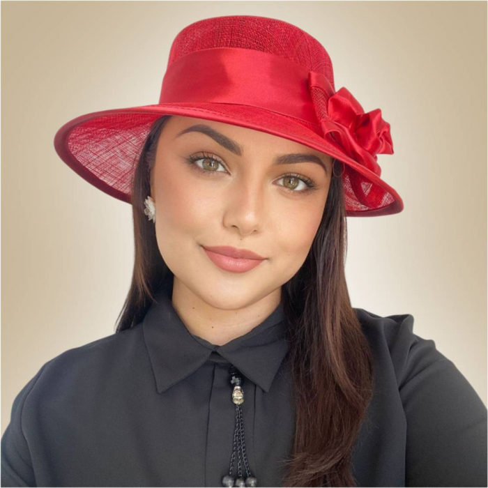 Palarii barbati · Palarie dama boruri medii LADY ROSE-palarie rosie, reglabila [3]