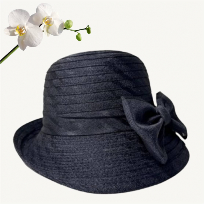 Palarie dama din organza dantelata ELIZE LUX-palarie negru, reglabila [3]