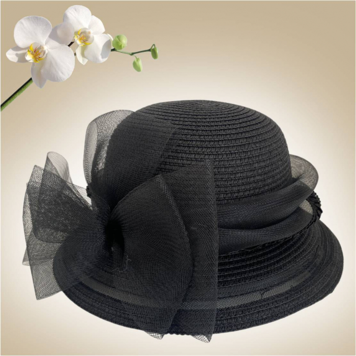 Palarie dama din crinolina pe margine MISS AMERICA-palarie negru, reglabila [3]