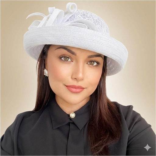 Palarie dama  din organza si dantela AMERICA CHIC -palarie negru, reglabila [2]