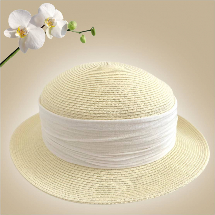 Palarie dama  tip canotiera ZINA LUX-palarie crem, reglabila [3]