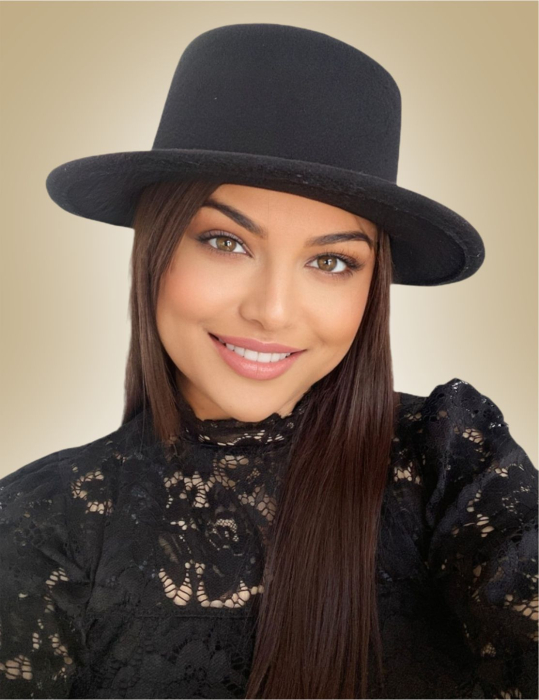 Palarii dama cu boruri drepte si rotunde MISS CASTILLIA (NEGRU) - marime unica, reglabila [1]