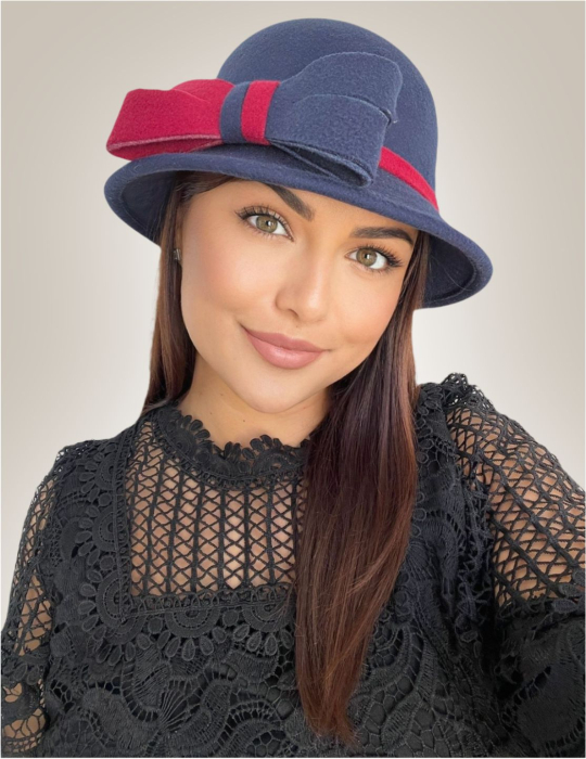 Palarie dama fetru Rose-palarie neagra, palarie reglabila [3]