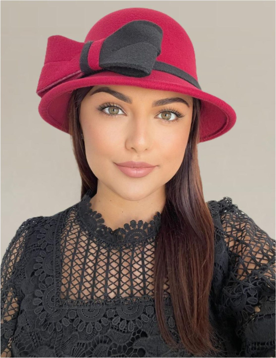 Palarie dama fetru Rose-palarie neagra, palarie reglabila [3]