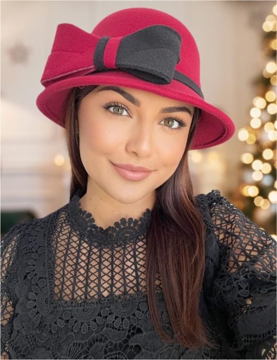 Palarie dama fetru Rose-palarie neagra, palarie reglabila [1]