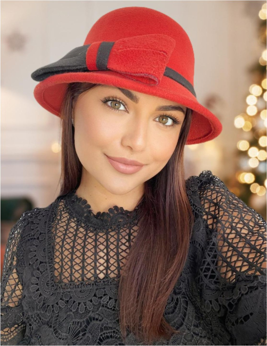 Palarie dama fetru Rose-palarie neagra, palarie reglabila [1]