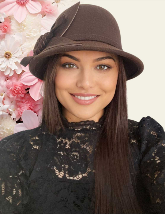 Palarii dama cu boruri rotunde MISS FLORIA (NEAGRA + 6 culori) - marime unica, reglabila [18]