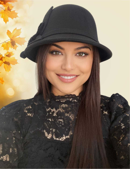 Palarii dama de toamna MISS FLORIA (NEAGRA) - marime unica, reglabila [1]