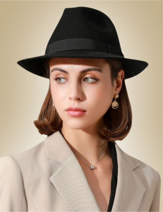 Palarii dama din fetru lux, cu boruri clasice ALTESS LUX (NEGRU) - marimi de la 53 la 60 [1]