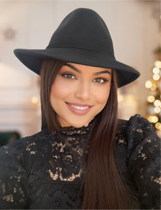 Palarii dama din fetru lux MISS ITALY (NEGRU + 10 culori) - marime unica, reglabila [1]