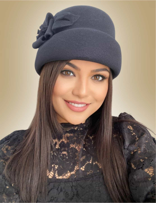 Palarii dama din fetru lux tip toca MISS MAGIC (9 culori) - marime unica, reglabila [2]