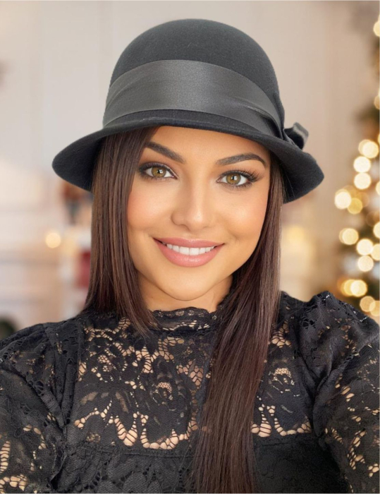 Palarii dama fetru lux cu panglica din satin NOBLESS LUX (12 culori) - marime unica, reglabila [1]
