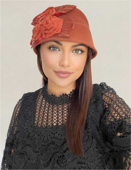 Palarie dama fetru Ariana-palarie caramiziu [3]