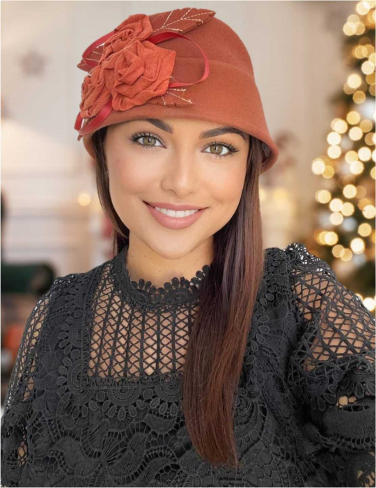 Palarie dama fetru Ariana-palarie caramiziu [1]