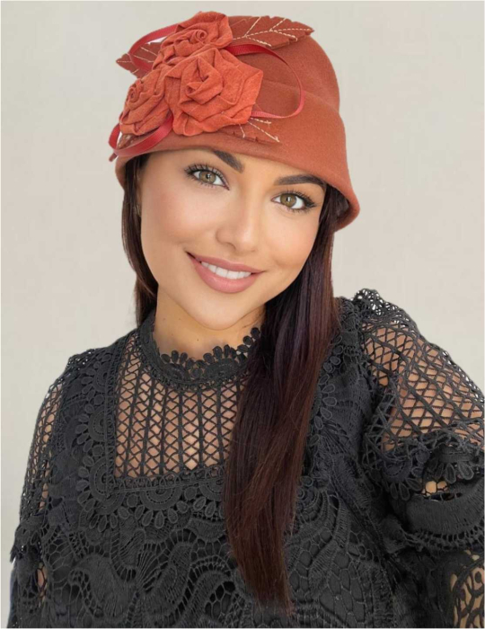 Palarie dama fetru Ariana-palarie caramiziu [2]