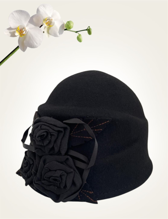 Palarie dama fetru Ariana-palarie neagra, palarie reglabila [5]