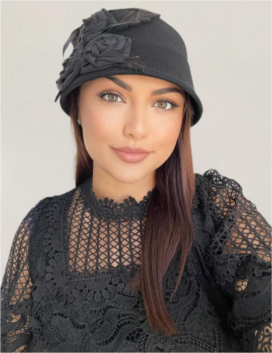 Palarie dama fetru Ariana-palarie neagra, palarie reglabila [2]