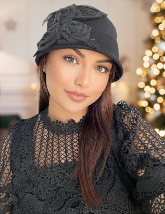 Palarie dama fetru Ariana-palarie neagra, palarie reglabila [2]