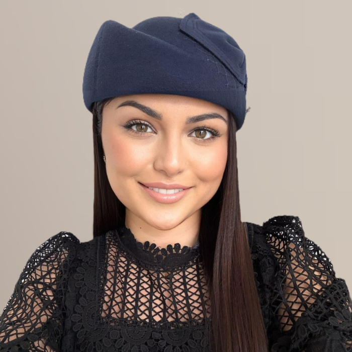 Palarii dama tip toca din fetru lux CALLIA LUX (BLEUMARIN) - marime unica, reglabila [5]