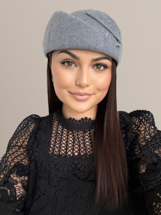 Palarii dama tip toca din fetru lux CALLIA LUX (GRI) - marime unica, reglabila [3]