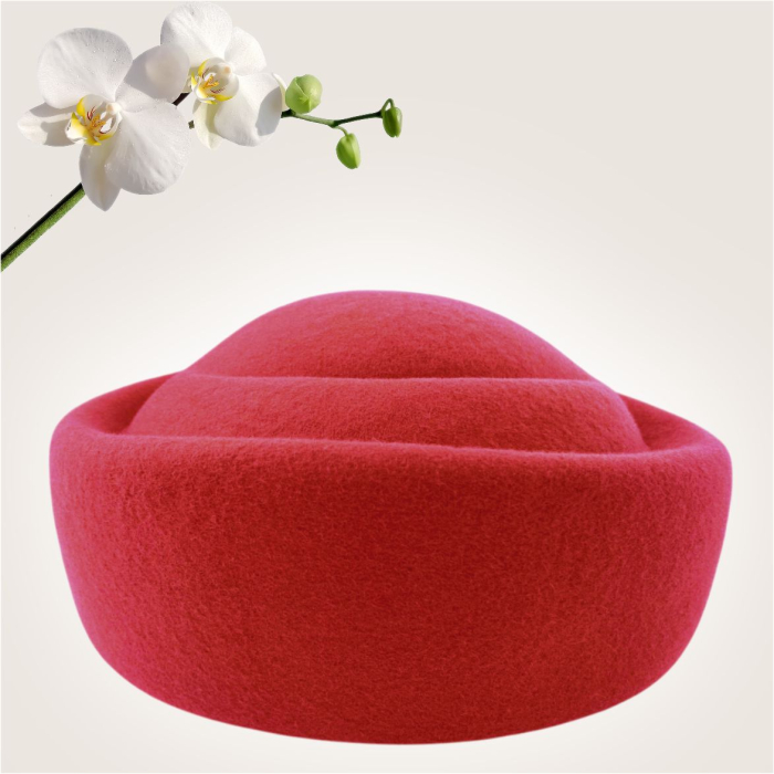 Palarii dama tip toca din fetru lux CONTESA LUX (ROSU imperial) - marime unica, reglabila [6]