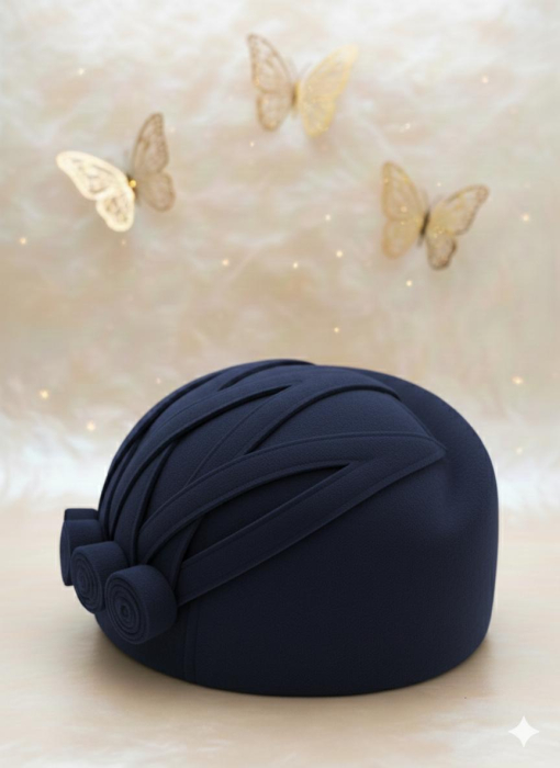 Palarii dama tip toca din fetru lux LEYLA LUX (BLEUMARIN) - marime unica, reglabila [5]
