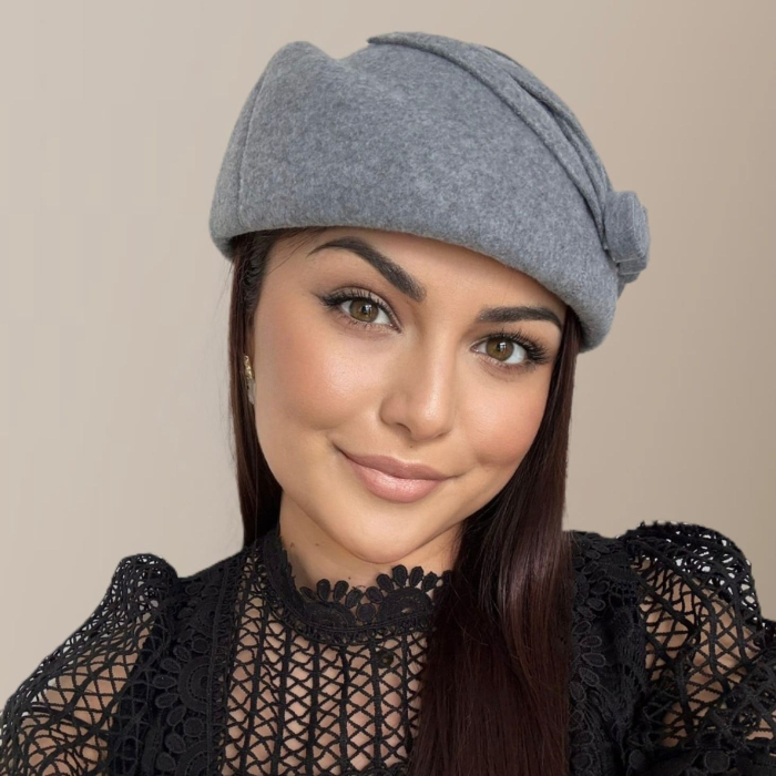 Palarii dama tip toca din fetru lux LEYLA LUX (GRI) - marime unica, reglabila [5]