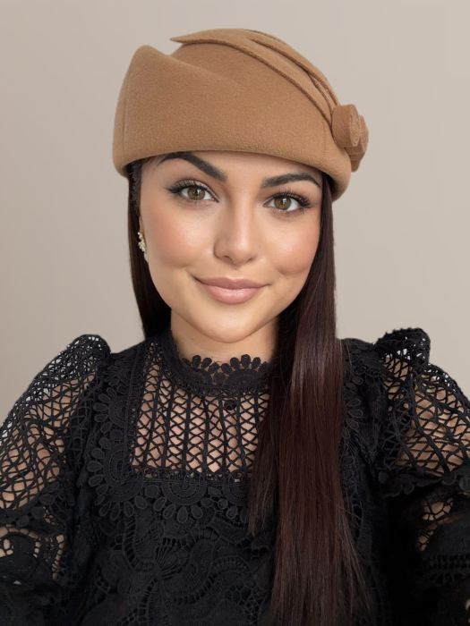 Palarii dama tip toca din fetru lux LEYLA LUX (MARO cappuccino) - marime unica, reglabila [3]