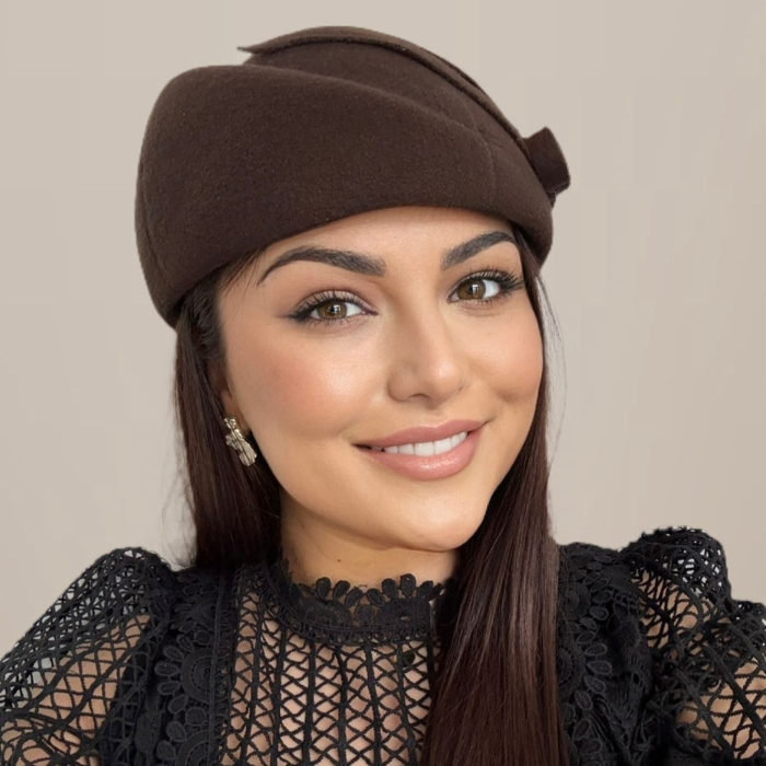 Palarii dama tip toca din fetru lux LEYLA LUX (MARO) - marime unica, reglabila [7]