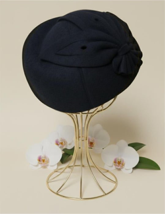 Palarii dama tip toca din fetru lux PARISIENNE LUX (BLEUMARIN) - marime unica, reglabila [5]