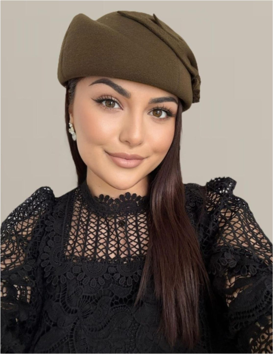 Palarii dama tip toca din fetru lux PARISIENNE LUX (KAKI) - marime unica, reglabila [4]