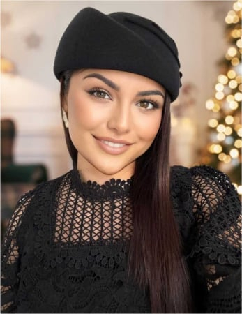 Palarii dama tip toca din fetru lux PARISIENNE LUX (NEGRU) - marime unica, reglabila [2]