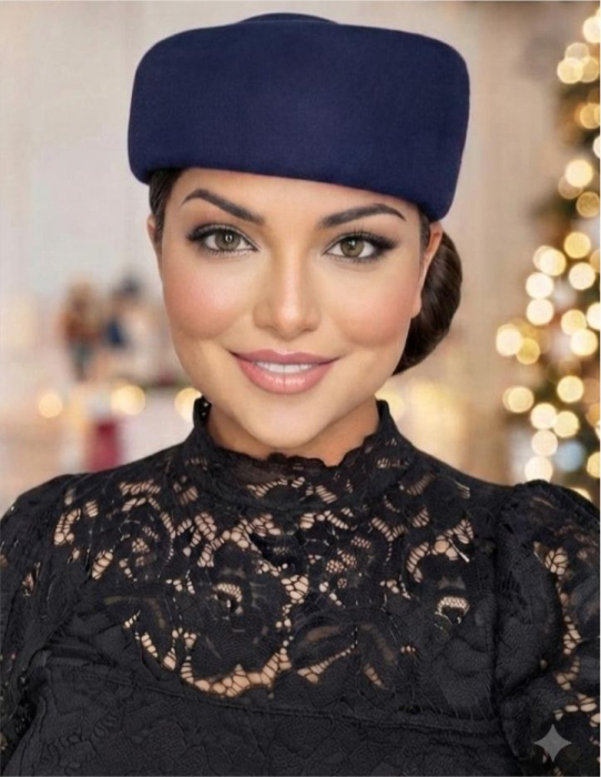 Palarii toca din fetru lux STEWARDESA CHIC (BLEUMARIN inchis) - marime unica, REGLABILA [2]