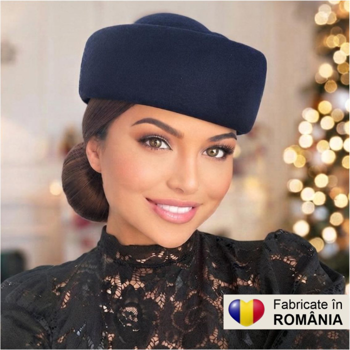 Palarii toca din fetru lux STEWARDESA CHIC (BLEUMARIN inchis) - marime unica, REGLABILA [3]