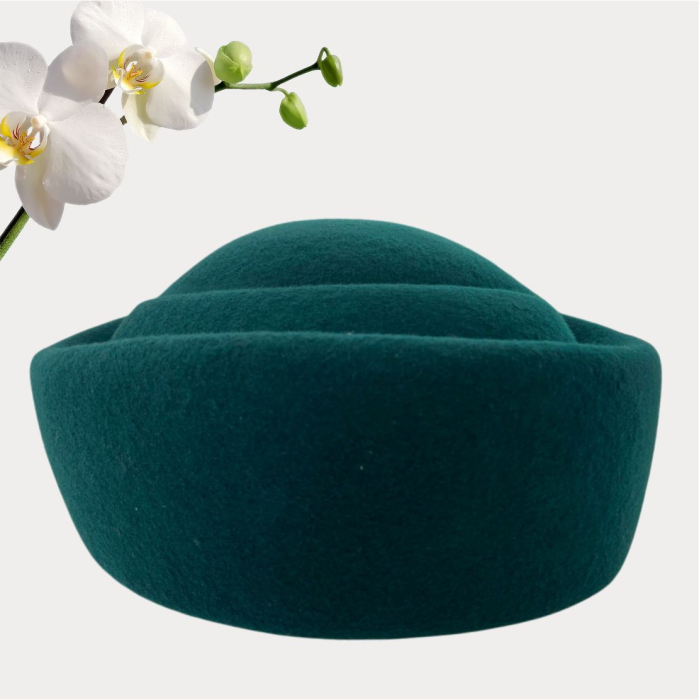 Palarii toca din fetru lux STEWARDESA CHIC (VERDE persan) - marime unica, REGLABILA [3]