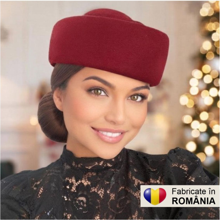 Palarii toca din fetru lux STEWARDESA CHIC (GRENA) - marime unica, reglabila [5]