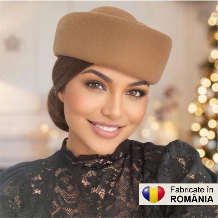Palarii toca din fetru lux STEWARDESA CHIC (MARO cappuccino) - marime unica, REGLABILA [5]