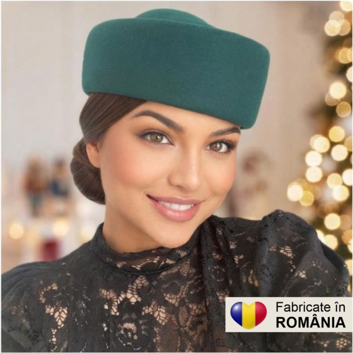 Palarii toca din fetru lux STEWARDESA CHIC (VERDE persan) - marime unica, REGLABILA [5]