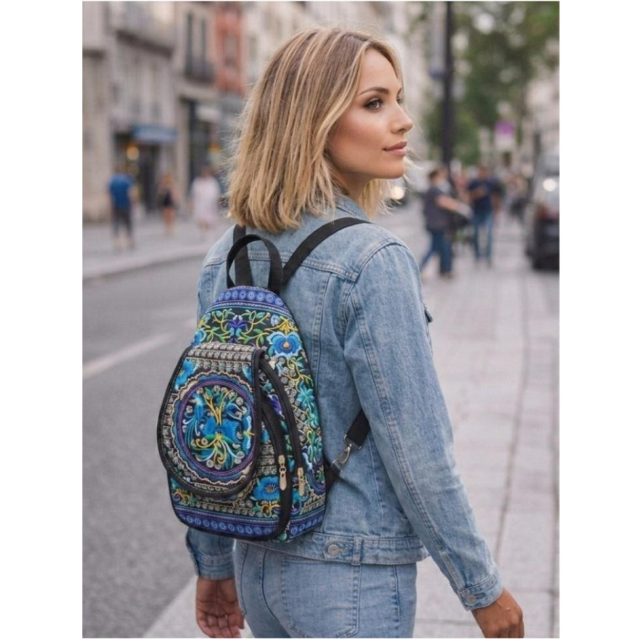 Rucsac  elegant de dama - Fantezie Chic - Albastru [2]